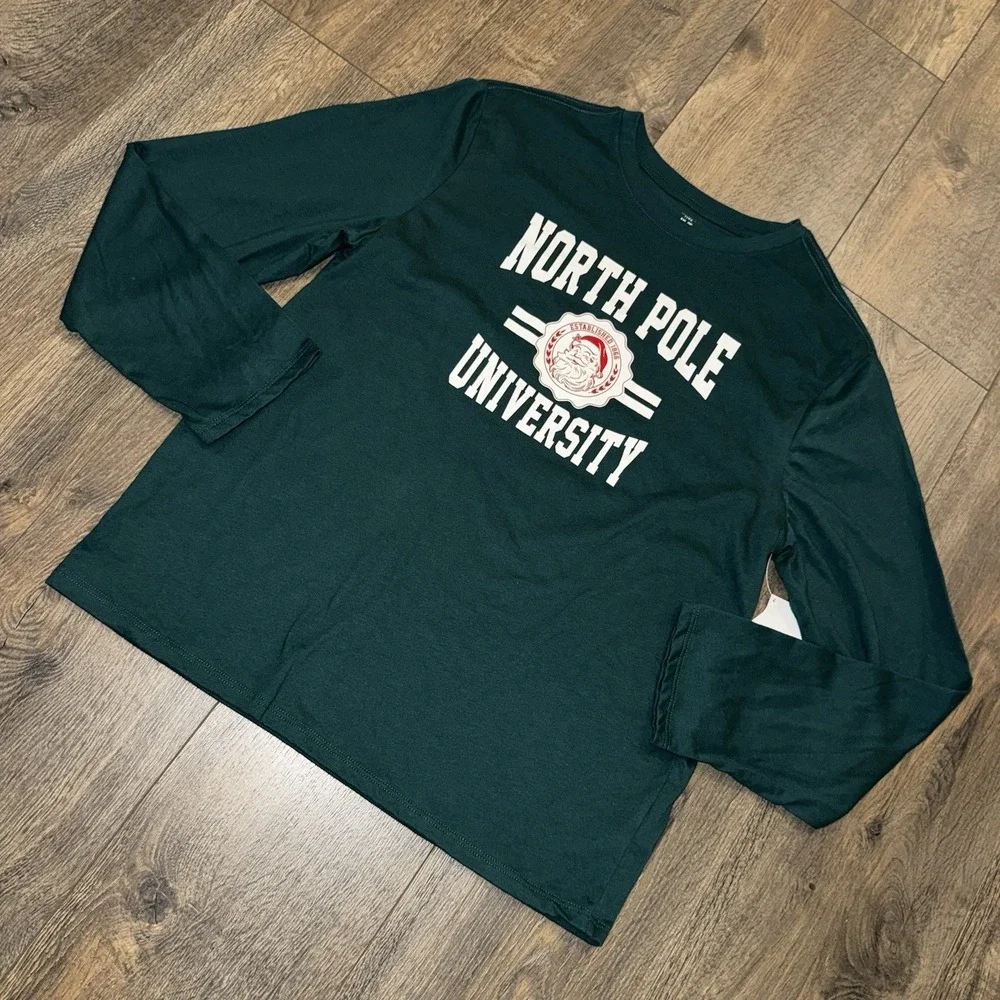 Holiday Time Unisex Kids XXL(18) Long Sleeve Graphic Holiday T Shirt‎ Christmas
